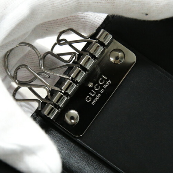 Gucci Key Case Leather Signature Ring Charm Black - Picture 7 of 10